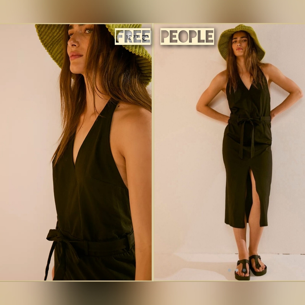 Free People Beach Randi Midi Dress Color Black Size Small Color Black